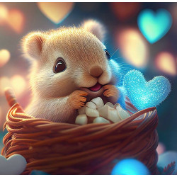 Алмазна мозаїка  Щасливий хом'ячок з сердечком  20*20см