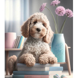 Алмазна мозаїка Маленький друг серед книг  30*40см