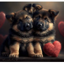 Алмазна мозаїка Два щеняти з серцем 30*40см
