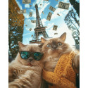 Алмазна мозаїка Котяча пригода в Парижі 30*40см