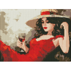 Алмазна мозаїка Дівчина в капелюсі 30х40см AMO7891