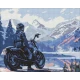 Алмазна мозаїка Мотоцикліст у горах 40х50см AMO8037