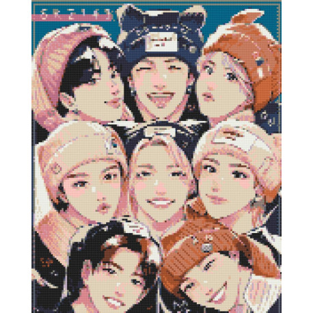 Алмазна мозаїка K-pop, Stray Kids (стрей кідс) 40*50 см OD 31890 dp-a