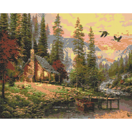 Алмазна мозаїка Мисливський будиночок. Пейзаж 40*50 см OD 1831