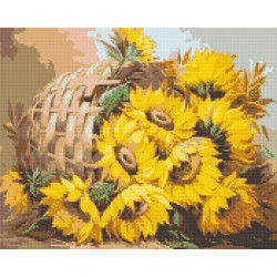Алмазна мозаїка Соняшники у кошику. Квіти 40*50 см OD 3027