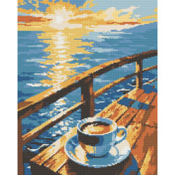 Алмазна мозаїка Пейзаж. Кава на пірсі 40*50 см OD 6006