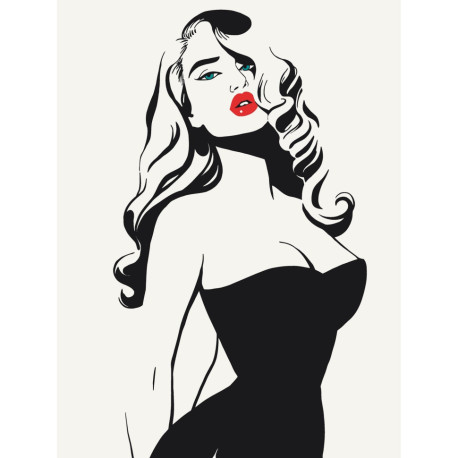 Картина за номерами Lady in black лак 30*40см
