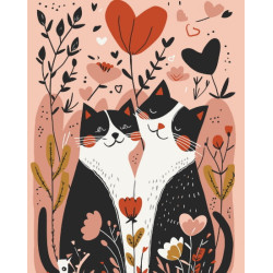 Картина за номерами Котяче кохання лак 40*50см