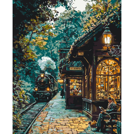 Картина за номерами В очікуванні потягу. Пейзаж 40*50 см LW 3494