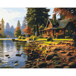 Картина за номерами Краєвид. Будинок у лісі 40*50 см LW 31250