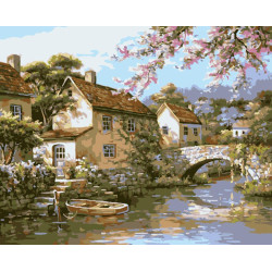 Картина за номерами Селище на березі річки LW 3072 40*50 см
