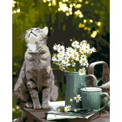 Картина за номерами Сірий котик 40*50 см LW 3146