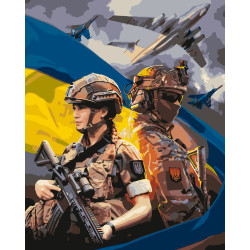 Картина за номерами  Чоловік та дівчина ЗСУ 40*50 см LW 3247