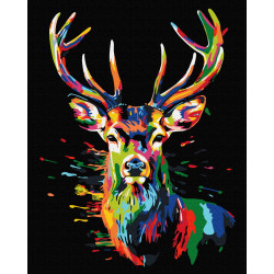 Картина за номерами Барвистий олень Black  Metalic 40*50см