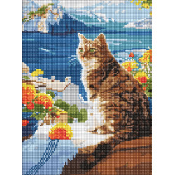 Алмазна мозаїка "Мрійливий котик" 30*40см AMO8129