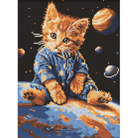 Алмазна мозаїка "Зоряний котик" 30x40см AMO8167