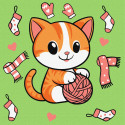Картина за номерами Котик і клубочок (картина №1) 25х25см  КНО1233