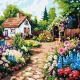 Картина за номерами Квіти біля хатини 30х30см  КНО6382