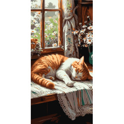 Картина за номерами Тварини. Рудий котик 40*80 см Орігамі LW 5163