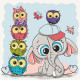 Картина за номерами Слоник з совами 30*30см  15561-AC