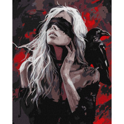 Картина за номерами Дівчина і ворона  40х50см КНО8692