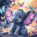 Картина за номерами Безтурботний слоник з фарбами металiк 30х30см КНО6761