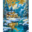 Картина за номерами Пейзаж. Зимовий вечір у горах з фарбами металік 40*50 см  LW 3554