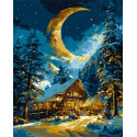 Картина за номерами Пейзаж. Зимове тепло дому з фарбами металік 40*50 см LW 1605-01