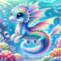 Алмазна мозаїка Веселковий дракончик під водою 20*20см S10004