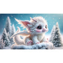 Алмазна мозаїка Білосніжний дракон у зимовому лісі 20*20см S10006