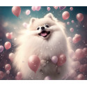 Алмазна мозаїка  Померанський шпіц з повітряними кульками  20*20см S10014