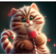 Алмазна мозаїка Кіт з льодяником 20*20см S10019