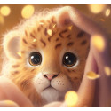 Алмазна мозаїка  Маленький леопард у теплі 20*20см S10032