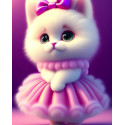Алмазна мозаїка  Кошеня в рожевій сукні  20*20см S10036