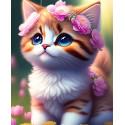 Алмазна мозаїка  Кошеня з вінком 20*20см S10039