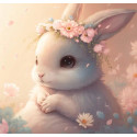 Алмазна мозаїка Кролик у квітковому вінку 20*20см S10044