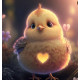 Алмазна мозаїка Пухнастий курча з серцем 20*20см S10045