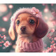 Алмазна мозаїка  Щеня в шапочці з квітами  20*20см S10049