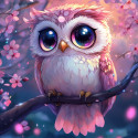 Алмазна мозаїка  Рожева сова 20*20см S10110