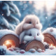 Алмазна мозаїка  Зайчики взимку  20*20см S10231