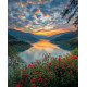 Алмазна мозаїка Захід сонця на річці 30*40см  S20188