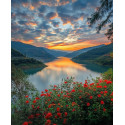 Алмазна мозаїка Захід сонця на річці 30*40см  S20188