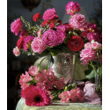 Алмазна мозаїка Букет троянд у срібній вазі  30*40см S30060