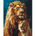 Картина за номерами  Король лев і левиця. З фарбами металік 40*50 см LW 0320