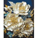 Картина за номерами Білі півонії з фарбами металік золото 40*50 см LW 30410