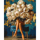 Картина за номерами  Дівчина квітка, півонії розкоші з фарбами металік 40*50 см LW 3048-01