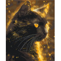 Картина за номерами Чорний кіт, тварини. З фарбами металік 40*50 см LW 3301