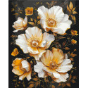 Картина за номерами Золоті квіти на чорному фоні. З фарбами металік 40*50 см LW 3335