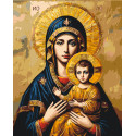 Картина за номерами Релігія. Ікона Божа Матір з фарбами металік 40*50 см LW 3431