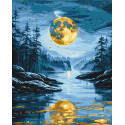 Картина за номерами Вечірній пейзаж з фарбами металік 40*50 см LW 3442